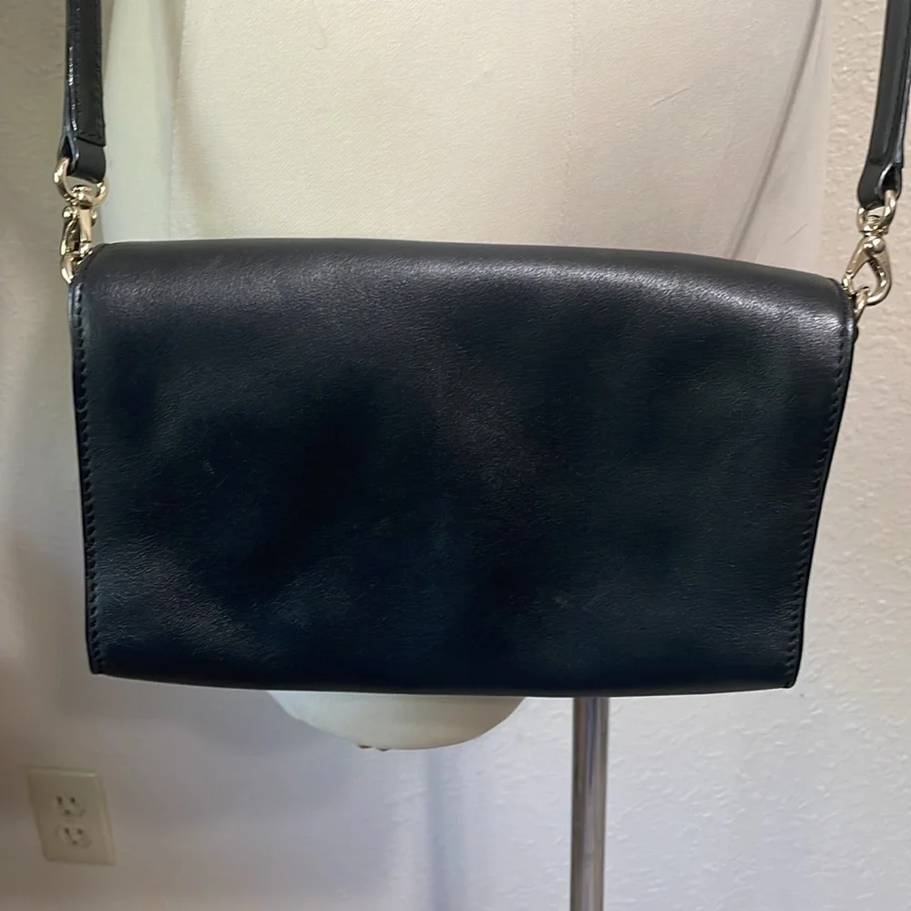 Kate Spade smooth black leather crossbody bag